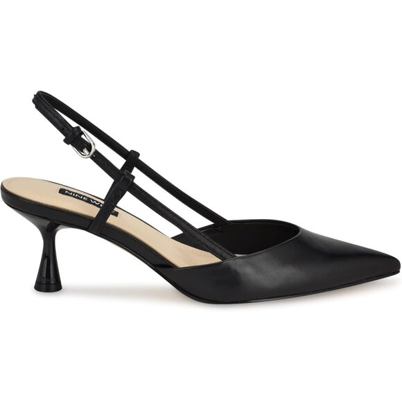 Nine West Womens Black Leather Pointed Closed Toe Ankle Buckle Rhonda Pumps - Picture 5 of 6